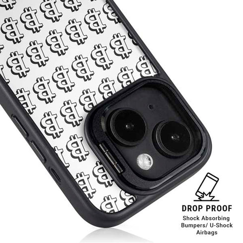 Bitcoin Pattern iPhone 15 Kickstand Case